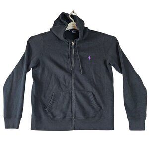 Ralph Lauren Sport Full-Zip Hoodie Size L Womens Black Purple